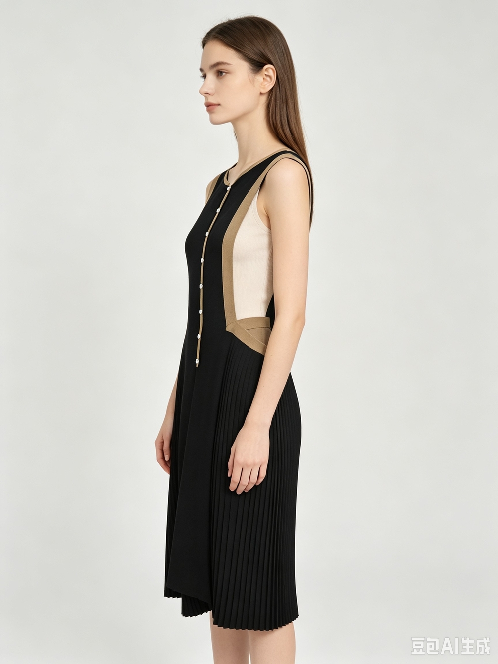 Dries Van Noten Black Pleated Midi Dress - Picture 4 of 8